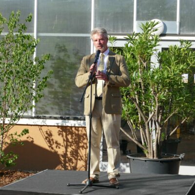 Zoodirektor Dr. Kai Perret hält das Grußwort