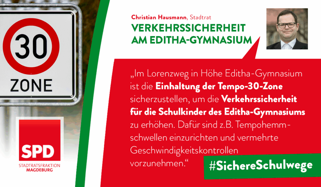 Maßnahmen zur Verkehrssicherheit im Lorenzweg – Höhe Editha-Gymnasium